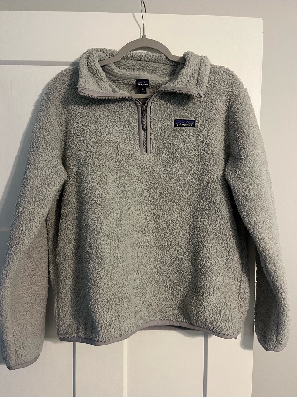 Patagonia Light Gray Sherpa Quarter-Zip Pullover